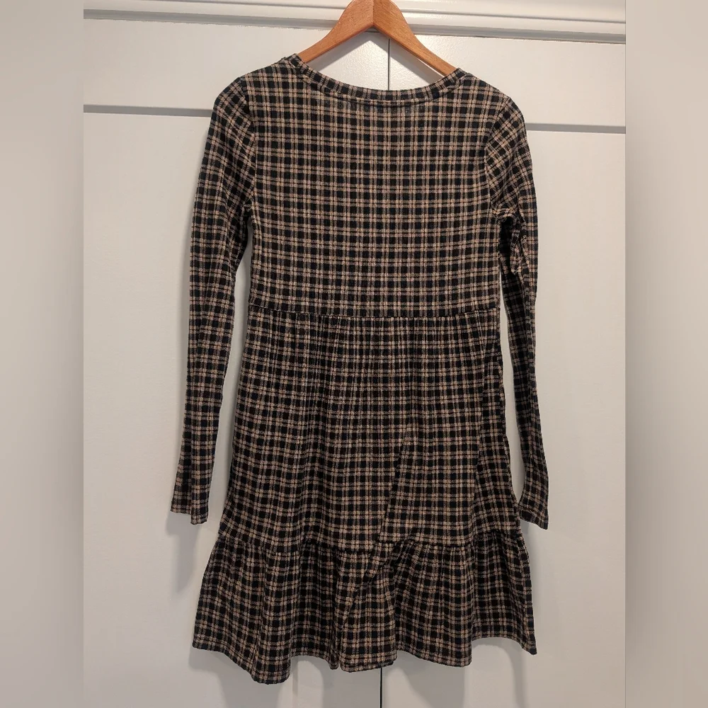 SO Women's Black Plaid Long Sleeve Knee Length Dress Size Small